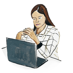 Illustration of woman at laptop