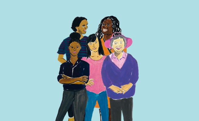illustration of mixed group of people